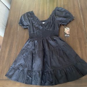 Mini Black Dress Off The Shoulder Stretchy Short Dress Small